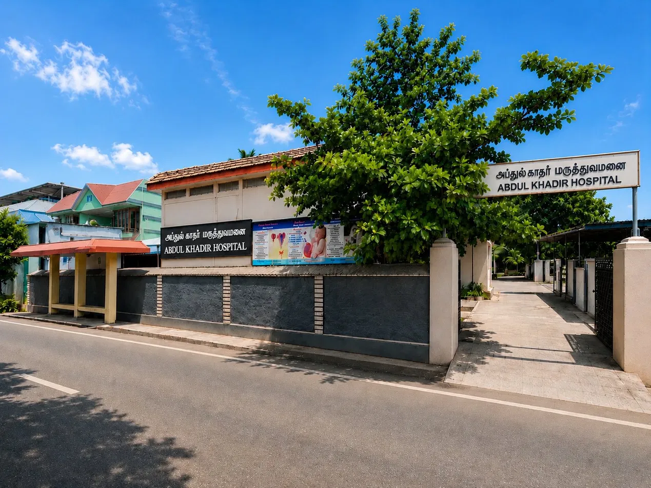 Hero image (hospital/exterior)	Abdul Khadir Hospital – trusted multispecialty hospital in Kottar, Nagercoil